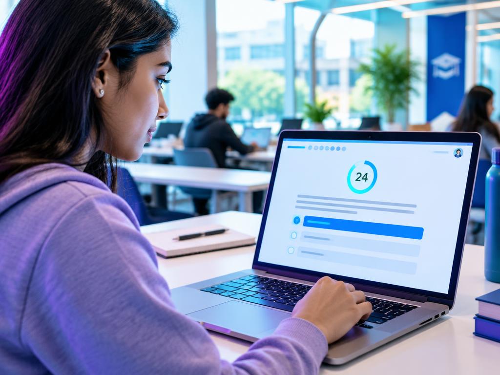 Indian student taking a digital assessment
